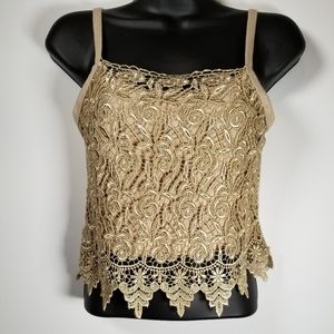 Embroidered Lacy Tank Top, Size S